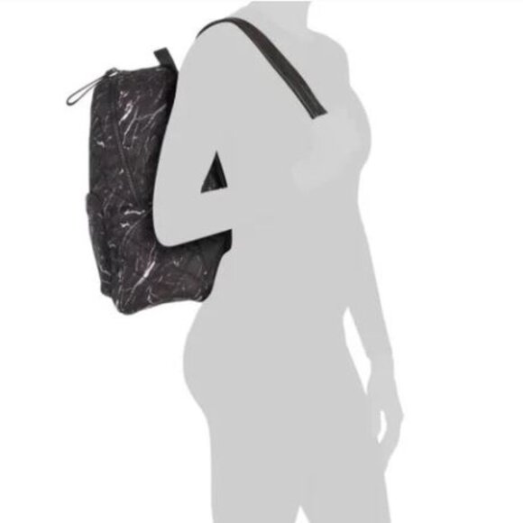 NWT SOL & SELENE Nylon Motivator Quilted Black Marble Printed Large Backpack main image 5